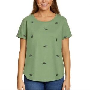 Vintage America T-Shirt Women Size XXL Embroidered Green Bee Short Sleeves Comfy